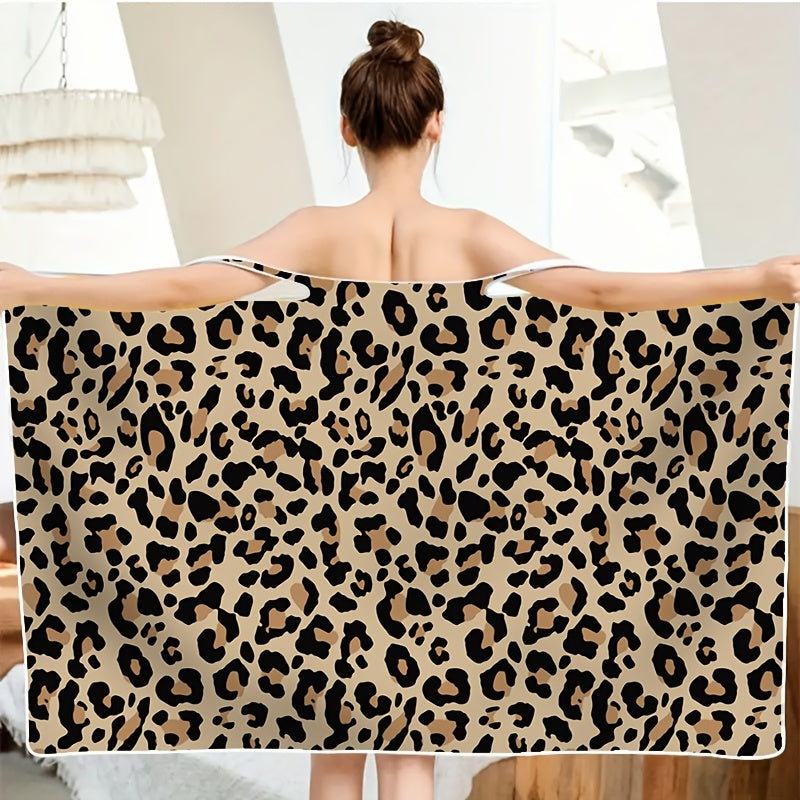 Leopard Printed Wearable Bath Towel Cover Spa Bath Skirt Absorbent