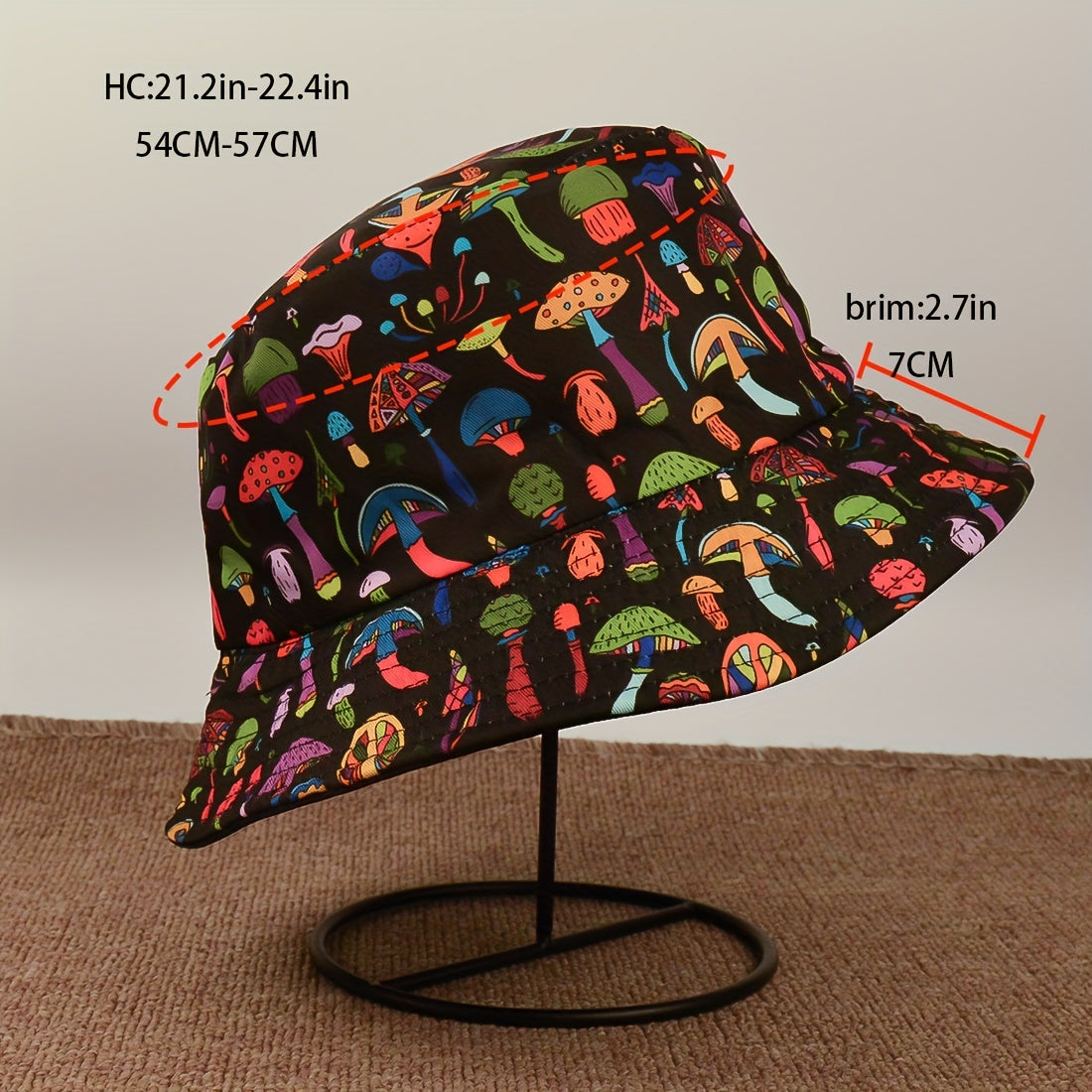 Versatile Mushroom Print Sunshade Bucket Hat for Daily Shopping