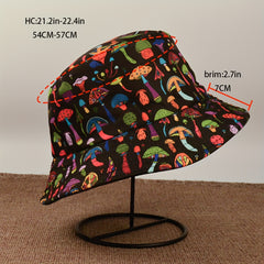 Versatile Mushroom Print Sunshade Bucket Hat for Daily Shopping