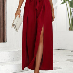 Split Wide Leg Pants High Waist Casual Pants Women's Clothing