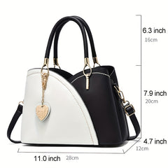 Colorblock Tote Bag Faux Leather Top Handles Women's Shoulder Bag