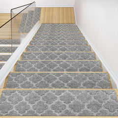 Non Slip Stairs Carpet Tape - Set of 15 Gray Self Adhesive