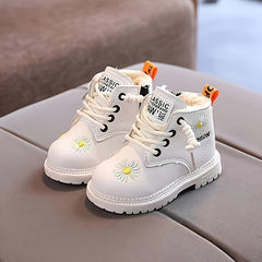 JIAGEYA Flower Embroidered Boots Lightweight Non-slip Warm Plus Fleece Boots