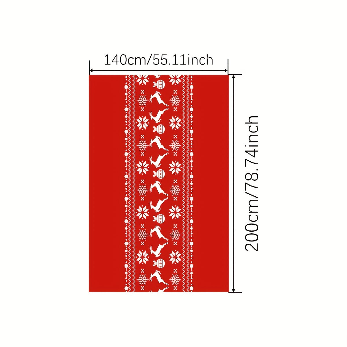Polyester Table Cloth Merry Christmas Deer Snowflake Pattern Red Cover