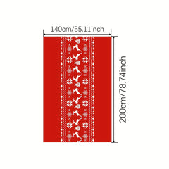 Polyester Table Cloth Merry Christmas Deer Snowflake Pattern Red Cover