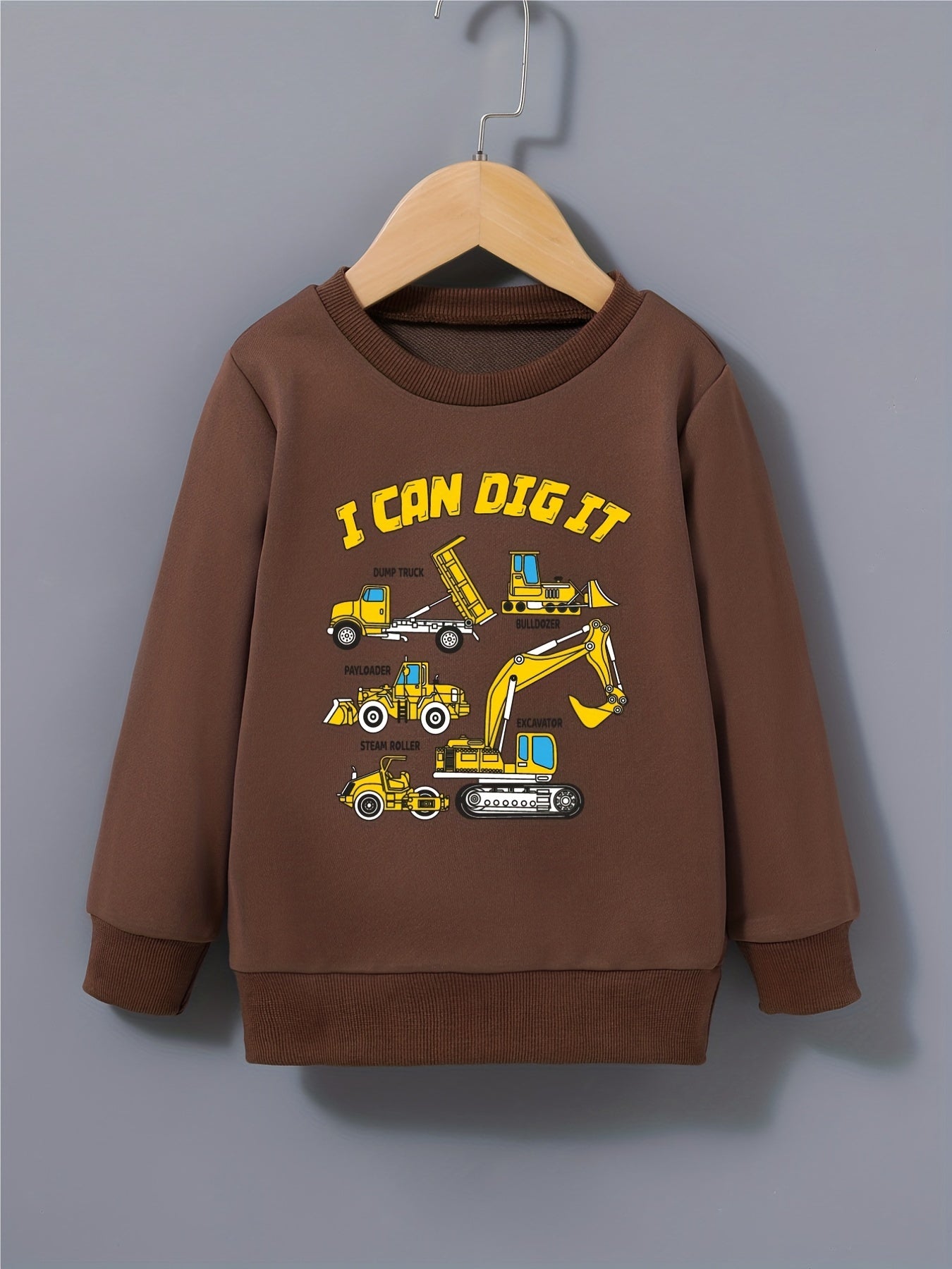 Cartoon Construction Car Boys Sweatshirt