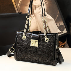 Red Crocodile Pattern Tote Bag for Women with Adjustable Strap