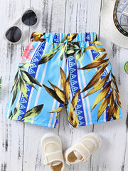 Boys Flower Print Casual Shorts Comfortable Vacation Beach Kids Summer