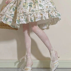 Rose Pattern Lace Retro Print Pantyhose Stockings