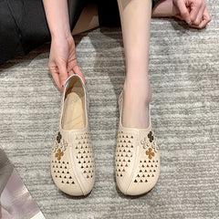 Women's Hollow Out Casual Flat Shoes Flower Decor Slip On Comfy Non Slip Flats