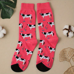 Cow Print Crew Socks - Women's Stockings