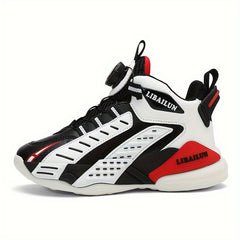 Boy's Basketball Shoes With Rotating Buckle Comfy Non Slip Sneakers