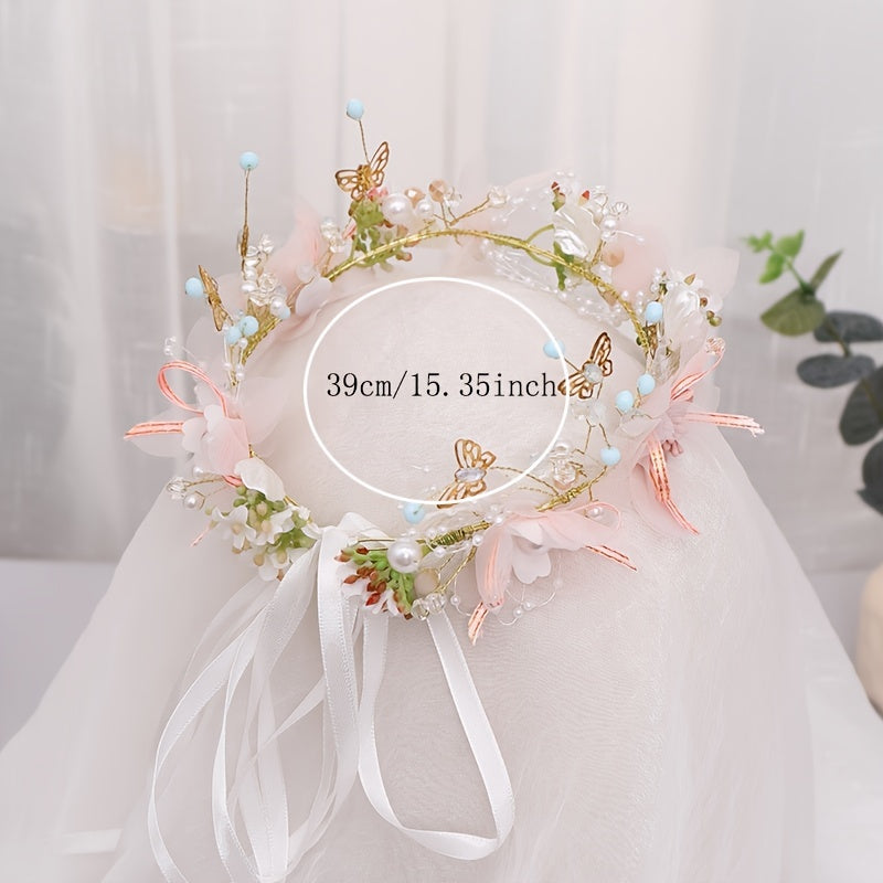 Sweet Butterfly Flower Headband For Flower Girl