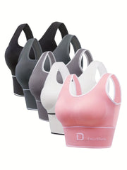 5 Pack Plus Size Sports Bra Women's Plus High Stretch Push Up Bra