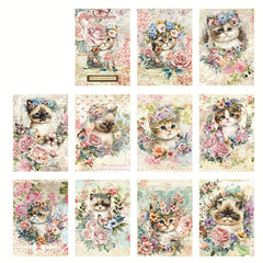 30 Sheets Cat Material Paper Scrapbook Paper For Junk Journal Cardstock Paper