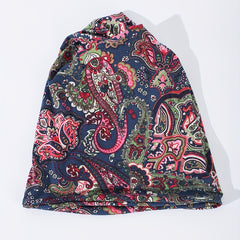 Boho Paisley Print Beanie Vintage Turban Cap Elastic Skull Cap