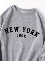 Letter Print Pullover Sweatshirt Casual Long Sleeve Crew Neck Sweatshirt