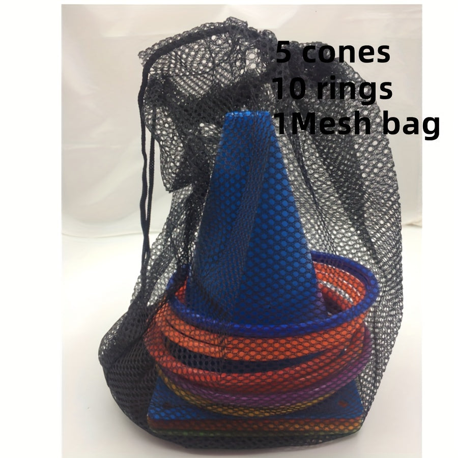 Throwing Game with 5 Soft Marking Buckets and 10-20 Mixed Furrels
