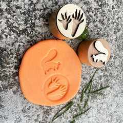 Wooden Forest Animal Footprint Play Dough Stamps Set