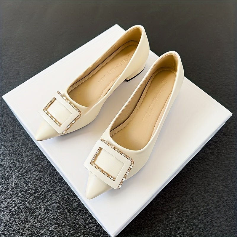 Women's Buckle Decor Slip-On Chunky Heel Shoes