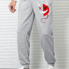 Block Demon Print Men's Sports Pants Drawstring Jogging Trousers