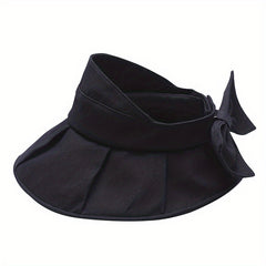 Bow Foldable Visor Sun Hat Solid Sunscreen Beach Hats Summer Vacation