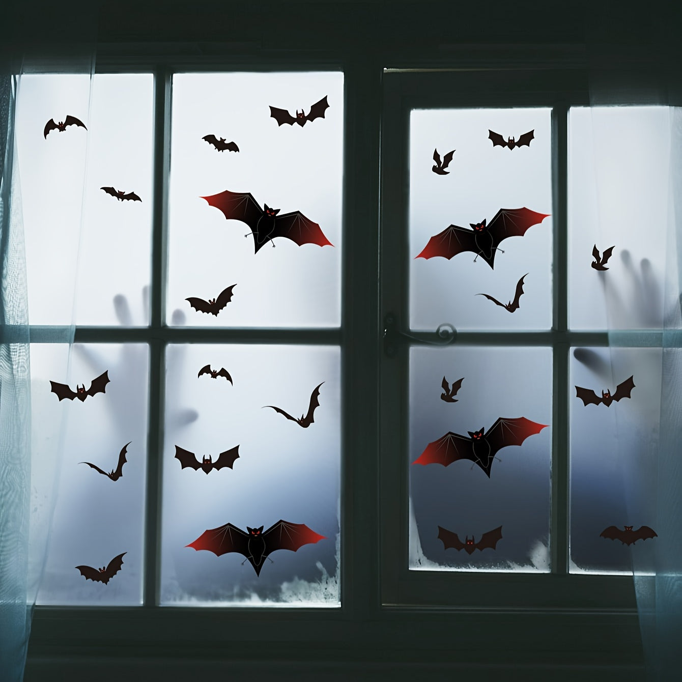 Halloween Bat Stickers Red Winged Vinyl Waterproof Window Sticker