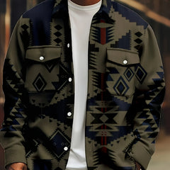 Men's Lightweight Ethnic Flap Pocket Shirt Coat