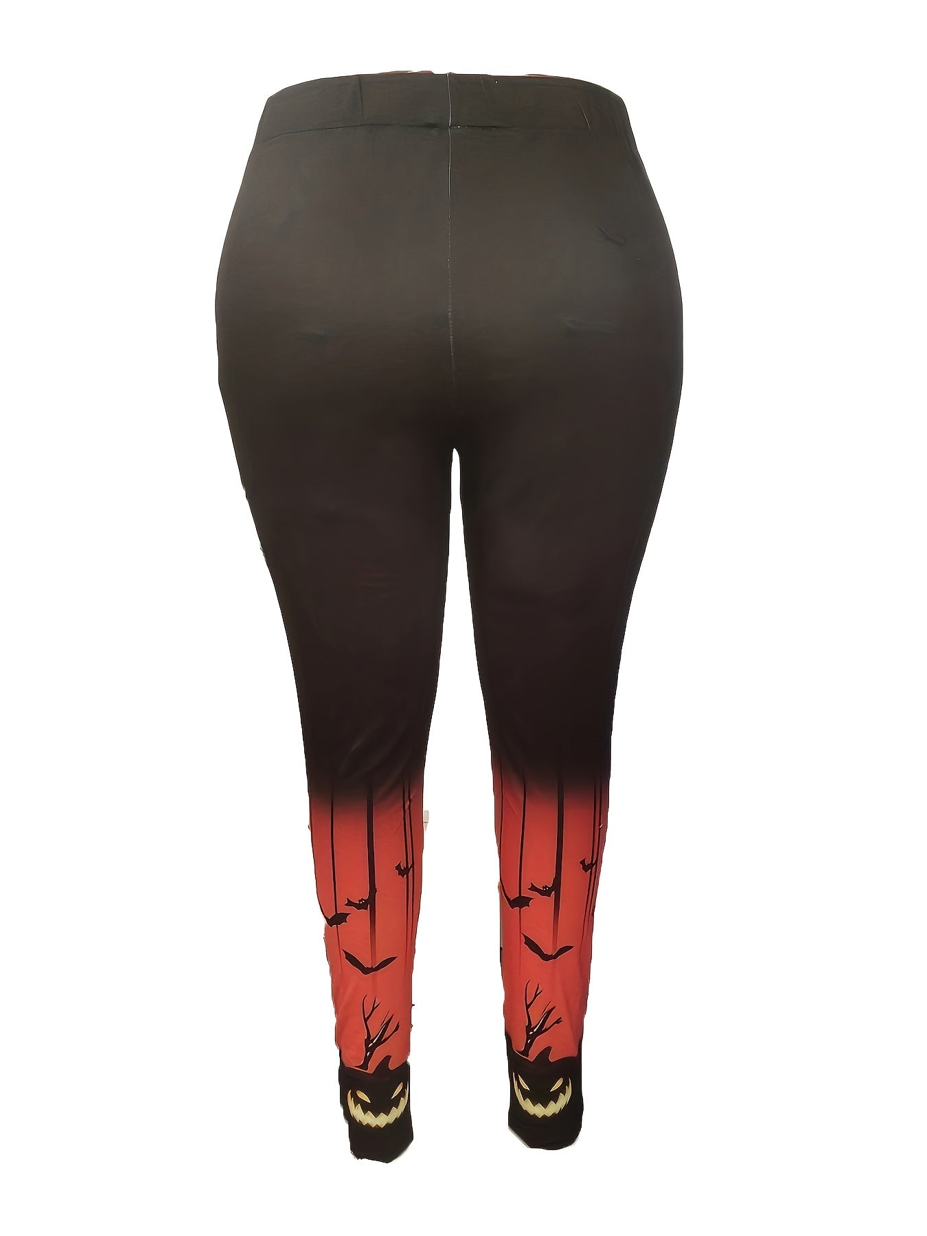Women's Plus Colorblock Pumpkin & Ombre Print High Rise Leggings