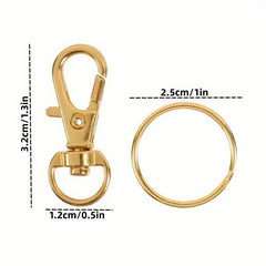 20pcs Key Chain Clamp Hook Kit Rotary Buckle Lanyard Spring Hook With Key Ring