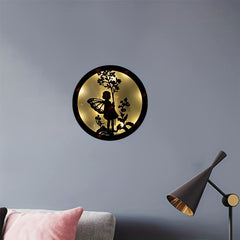 Children's Room LED Wall Clock Lamp Retro Wooden Sign Hanging Lamp