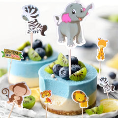24pcs Wild Animal Cupcake Toppers for Party Decorations