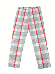 Vintage Style Stretch Dress Pants Men's Casual Plaid Slacks for Business Party