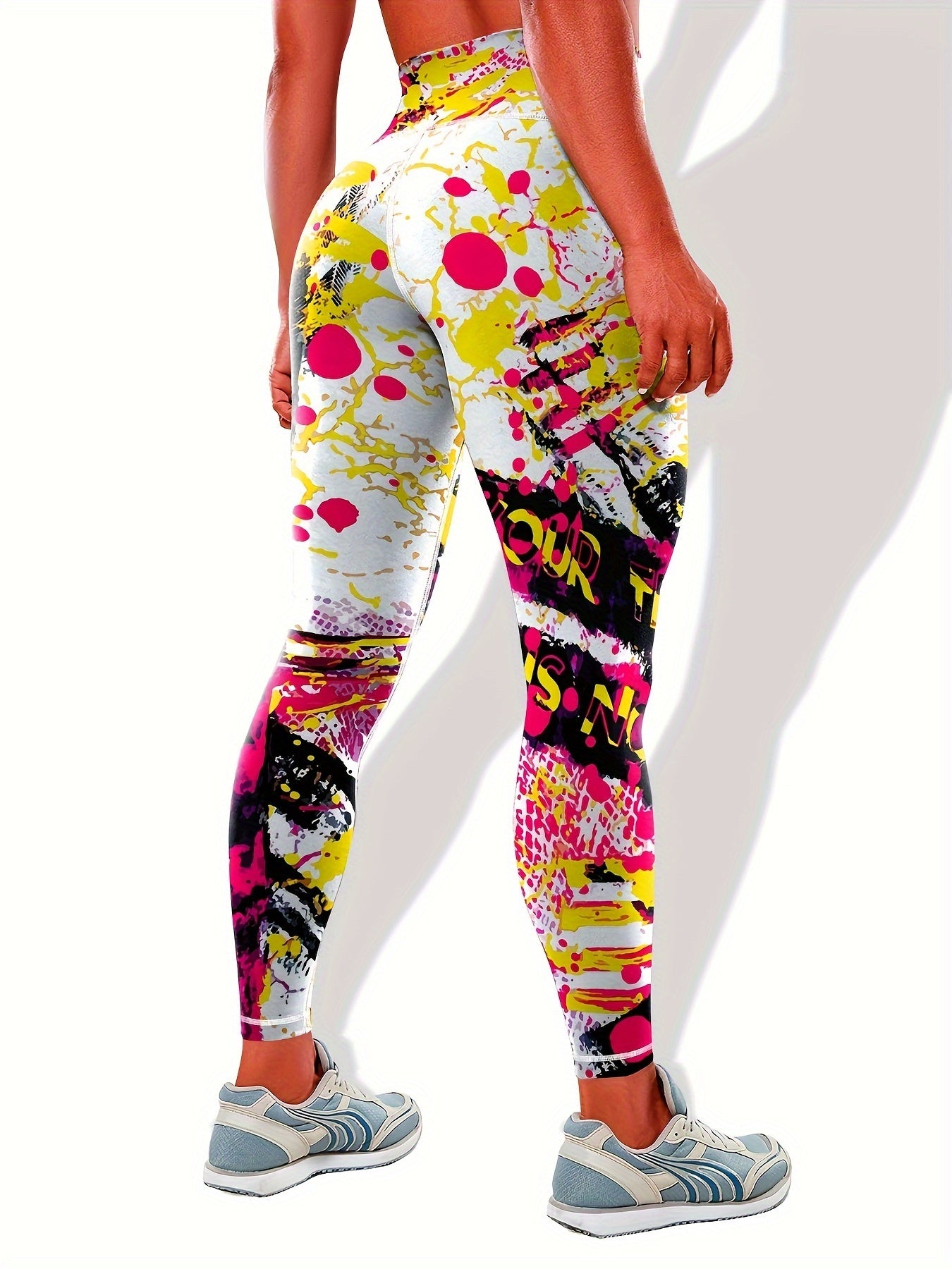 Graffiti Print Slim Fit Yoga Leggings High Stretch