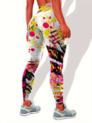 Graffiti Print Slim Fit Yoga Leggings High Stretch
