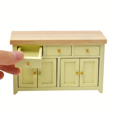 1:12 Dollhouse Cabinet w/ Mint Green Doors