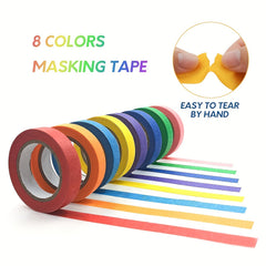 8pcs Rainbow Masking Tape 1.5cm Rolls Art Decoration DIY Supplies