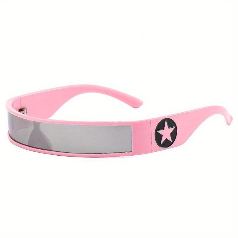 Y2K Wrap Around Sunglasses Futuristic Star Decor Glasses UV400