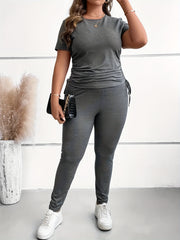 Lace Up Top & Leggings Two Piece Set
