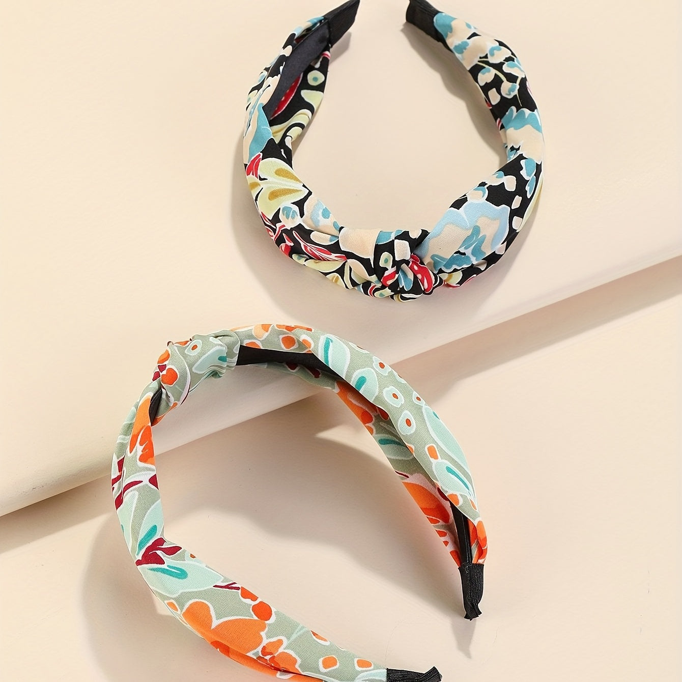 4pcs Flower Cross Knot Hair Bands Floral Wide Headbands Vintage Hairband