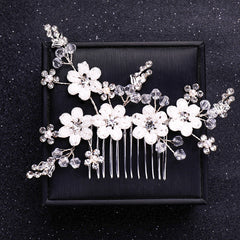 Faux Pearl Crystal Flower Bridal Hair Comb Wedding Hair Accessories Golden