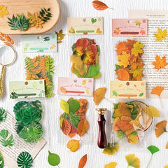 Plant Leaf Stickers Pack Of 40 DIY Decorative Art PET Material Nature Series