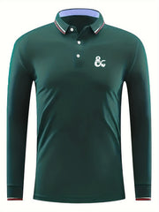 Dragon Pattern Men's Custom Fit Long Sleeve Polo Shirt