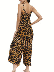 Leopard Print Cami Jumpsuit Wide Leg Casual Jumpsuit