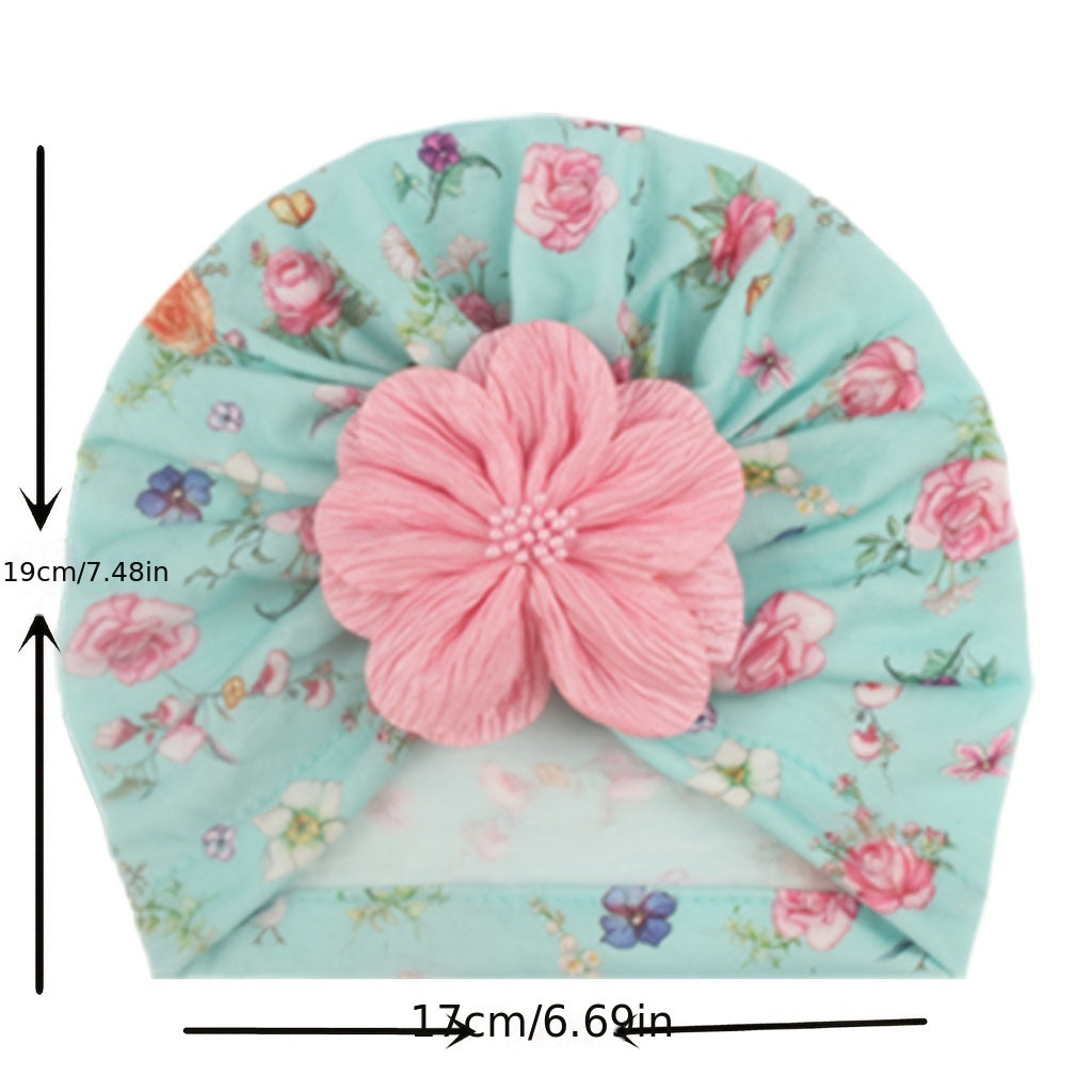 Printed Match Flower Baby Hat Four Seasons