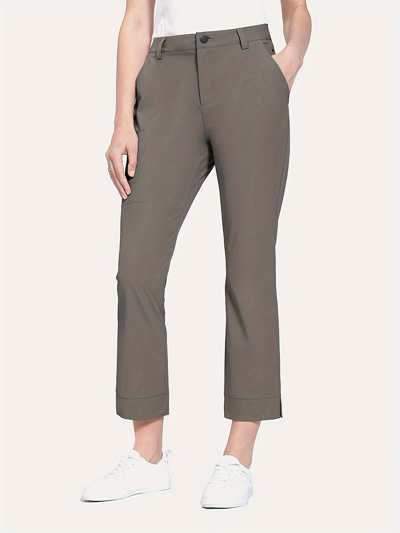 Women's High Waist Golf Pants with Slit Trim Athletic Design