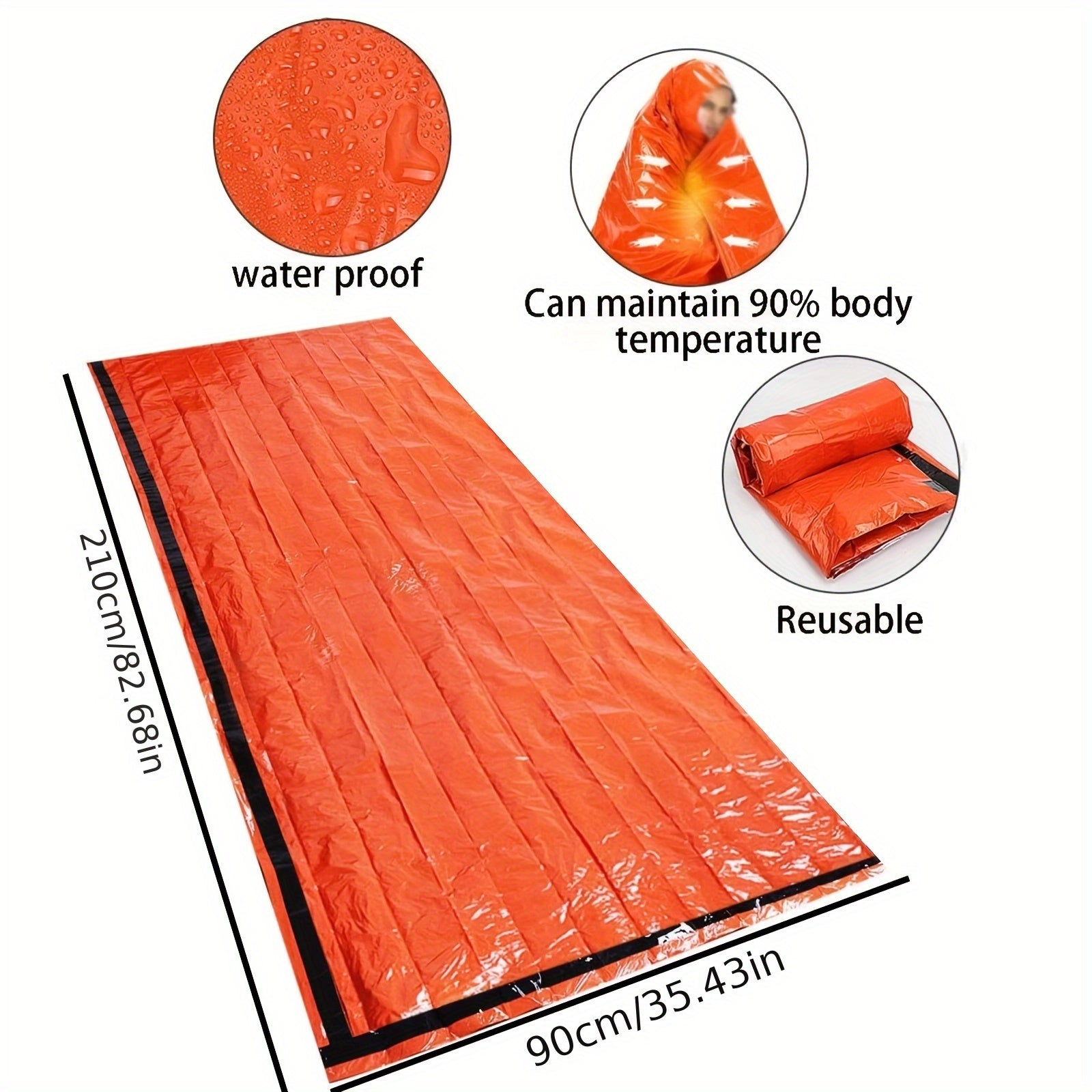 2pcs Emergency Sleeping Bag Windproof Waterproof Blanket