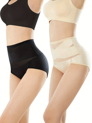 2pcs High Waist Briefs Stretchy Intimates Panties Women's Lingerie