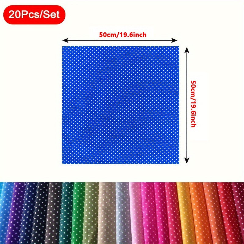 20pcs Multicolor Polka Dot Cotton Fabric for DIY Crafting