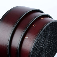 Men's Wild Style Leather Belt Stainless Steel Buckle Cowhide Unique Texture